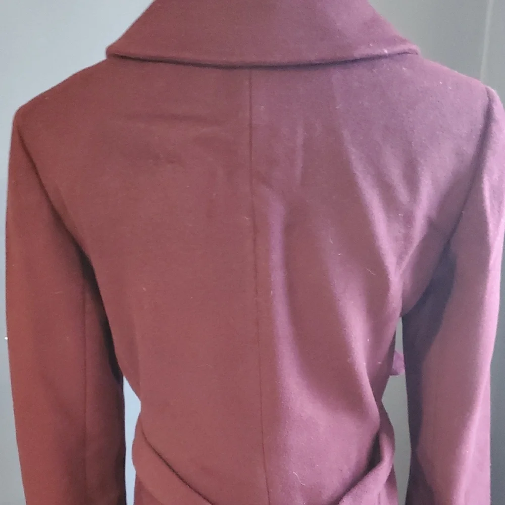 Armani Exchange Cashmere Blend  Plum  Pea  Coat  Size S - Picture 7 of 16